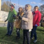 09.11.2019. Sandomierz. Miejska winnica przy Bramie Opatowskiej. Na zdjęciu: lokalni winiarze i prof. Magdalena Kapłan (pierwsza z prawej) / Grażyna Szlęzak-Wójcik / Radio Kielce