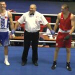 27.11.2019 Opole. Mistrzostwa Polski w Boksie. Walka Mateusz „Master” Masternak (z lewej) vs Andrzej Kołton (z prawej) / pzb.com.pl