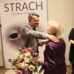 Kielce. 26.11.2019. Wystawa czasowa "Strach" w Dawnym Pałacu Biskupów Krakowskich w Kielcach. Na zdjęciu (od lewej): Robert Kotowski - dyrektor Muzeum Narodowego w Kielcach, Anna Sychowska - koordynator wystawy, Joanna Kaczmarczyk - kurator wystawy / Wiktor Taszłow / Radio Kielce