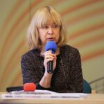 Kielce. 27.11.2019. Podsumowanie obchodów Roku Gustawa Herlinga-Grudzińskiego. Na zdjęciu: Magdalena Helis – Rzepka - Stowarzyszenie "Żeromszczacy"  / Wiktor Taszłow / Radio Kielce