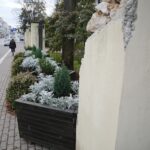 Kielce. 07.11.2019. Donice osłaniające zniszczony mur przy ulicy Jana Pawła II / Wiktor Taszlow / Radio Kielce