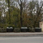 Kielce. 07.11.2019. Donice osłaniające zniszczony mur przy ulicy Jana Pawła II / Wiktor Taszlow / Radio Kielce