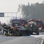 18.11.2019. Skarżysko-Kamienna. Ćwiczenia Państwowej Straży Pożarnej na trasie S7 / Wiktor Taszłow / Radio Kielce