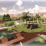 Chęciny. Wizualizacja nowego parku miejskiego / Urząd Gminy i Miasta Chęciny