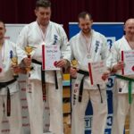 07.12.2019. Kielce. Świętokrzyska Liga Karate Koronea Cup. Na zdjęciu (drugi z lewej): Tomasz Rurarz - Kielecki Klub Karate Koronea Kyokushin, zwycięstwa kategorii masters +35 lat / Kamil Król / Radio Kielce