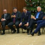 14.12.2019 Kielce. Prawyborczy zjazd Konfederacji Wolność i Niepodległość. Na zdjęciu (od lewej): Krzysztof Bosak, Grzegorz Braun, Artur Dziambor, Konrad Berkowicz, Krzysztof Tołwiński, Janusz Korwin-Mikke / Michał Kita / Radio Kielce