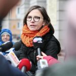 Kielce. 02.12.2019. Konferencja tymczasowej rady ds. osób niepełnosprawnych. Przemawia Anna Kopcińska-Wielgus - przedstawiciel tymczasowej rady ds. osób niepełnosprawnych / Wiktor Taszłow / Radio Kielce