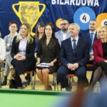 04.12.2019 Kielce. Otwarcie ośrodka szkolenia bilardowego w SP nr 1 na Bocianku. Na zdjęciu (w pierwszym rzędzie, od lewej): Anna Kibortt - kielecka radna, Joanna Winiarska - kielecka radna, Żaneta Szczepaniak - dyrektor SP nr 1 w Kielcach, Kazimierz Mądzik - świętokrzyski kurator oświaty i Renata Janik - wicemarszałek województwa / Wiktor Taszłow / Radio Kielce