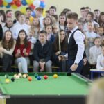 04.12.2019 Kielce. Otwarcie ośrodka szkolenia bilardowego w SP nr 1 na Bocianku. Na zdjęciu: Wiktor Wicha - uczeń / Wiktor Taszłow / Radio Kielce