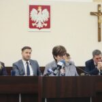 Kielce. 05.12.2019. Sesja Rady Miasta. Na zdjęciu (od lewej): Joanna Winiarska - wiceprzewodnicząca Rady Miasta, Kamil Suchański - przewodniczący Rady Miasta, Danuta Papaj – wiceprezydent Kielc, Jarosław Karyś - wiceprzewodniczący Rady Miasta / Wiktor Taszłow / Radio Kielce