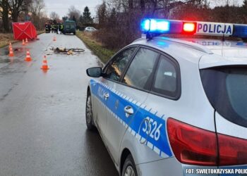 30.01.2020. Krzcin. Śmiertelne potrącenie rowerzysty / Świętokrzyska Policja