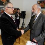 29.01.2020. Kielce. Pożegnanie Jana Główki. Na zdjęciu (od lewej): Jan Główka i Adam Massalski / Piotr Kwaśniewski / Radio Kielce