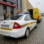 09.01.2020. Kielce. Straż miejska zakłada blokady na ulicy Piotrkowskiej i Planty / Piotr Kwaśniewski / Radio Kielce