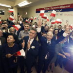 13.10.2019 Kielce. Wybory parlamentarne. Sztab wyborczy Prawa i Sprawiedliwości. Ogłoszenie wstępnych wyników wyborów / Jarosław Kubalski / Radio Kielce