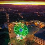 02.01.2020 Kielce. Zachód Słońca i diabelski młyn na Rynku / Jarosław Kubalski / Radio Kielce