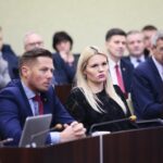 Kielce. 16.01.2020. Sesja rady miasta. Na zdjęciu (od lewej): Marcin Chłodnicki - radny, Katarzyna Suchańska - radna / Wiktor Taszłow / Radio Kielce