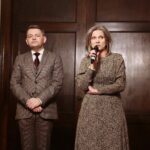 Oblęgorek. 21.01.2020. Wernisaż wystawy "Panna na Oblęgorku i na frankach Nobla - historia życia i twórczości Jadwigi Sienkiewiczówny". Na zdjęciu (od lewej): Robert Kotowski - dyrektor Muzeum Narodowego w Kielcach, Agnieszka Kowalska-Lasek - kurator wystawy / Wiktor Taszłow / Radio Kielce