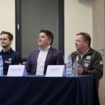 24.01.2020. Piekoszów. Spotkanie z Maciejem Giemzą w Piekoszowie. Na zdjęciu (od lewej): Maciej Giemza - zawodnik Orlen Team, Sylwester Giemza, Ryszard Bracik - prezes KTM Novi Korona Kielce / Wiktor Taszłow / Radio Kielce