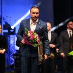 31.01.2020. Kielce. Gala finałowa 68. Plebiscytu Świętokrzyskie Gwiazdy Sportu 2019. Przemawia Uros Zorman - PGE Vive Kielce / Wiktor Taszłow / Radio Kielce