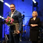 31.01.2020. Kielce. Gala finałowa 68. Plebiscytu Świętokrzyskie Gwiazdy Sportu 2019. Przemawia Uros Zorman - PGE Vive Kielce / Wiktor Taszłow / Radio Kielce