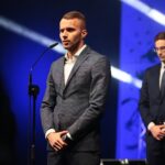 31.01.2020. Kielce. Gala finałowa 68. Plebiscytu Świętokrzyskie Gwiazdy Sportu 2019. Przemawia Marcin Cebula - Korona Kielce / Wiktor Taszłow / Radio Kielce