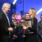 31.01.2020. Kielce. Gala finałowa 68. Plebiscytu Świętokrzyskie Gwiazdy Sportu 2019. Na zdjęciu (od lewej): Andrzej Tłuczyński - były reprezentacyjny piłkarz ręczny, Magda Więckowska - Korona Handball / Wiktor Taszłow / Radio Kielce