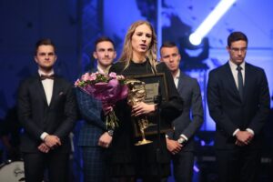 31.01.2020. Kielce. Gala finałowa 68. Plebiscytu Świętokrzyskie Gwiazdy Sportu 2019. Przemawia Magda Więckowska - Korona Handball / Wiktor Taszłow / Radio Kielce