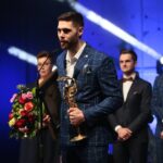 31.01.2020. Kielce. Gala finałowa 68. Plebiscytu Świętokrzyskie Gwiazdy Sportu 2019. Przemawia Blaż Janc - PGE Vive Kielce / Wiktor Taszłow / Radio Kielce