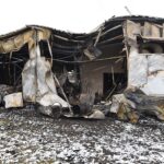 11.02.2020. Kornica. Zakład drzewny przy ulicy Przemysłowej, w którym wybuchł pożar / Magdalena Galas-Klusek / Radio Kielce