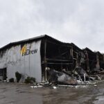 11.02.2020. Kornica. Zakład drzewny przy ulicy Przemysłowej, w którym wybuchł pożar / Magdalena Galas-Klusek / Radio Kielce