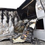 11.02.2020. Kornica. Zakład drzewny przy ulicy Przemysłowej, w którym wybuchł pożar / Magdalena Galas-Klusek / Radio Kielce