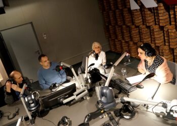 06.02.2020 Kielce. Punkty Widzenia. Na zdjęciu (od lewej): Marek Stefaniec - Radio Kielce; synoptyk, Roman Wróblewski - zastępca Nadleśniczego Nadleśnictwa Kielce, Małgorzata Wirecka-Zemsta - psycholog i Magdalena Sitek - Radio Kielce / Karol Żak / Radio Kielce