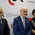 21.02.2020. Kielce. UJK ze Śląskim Uniwersytetem Medycznym prowadzi badania nad betuliną. Konferencja prasowa. Na zdjęciu (od lewej): prof. Stanisław Boryczka - kierownik Katedry i Zakładu Chemii Organicznej Wydziału Nauk Farmaceutycznych Śląskiego Uniwersytetu Medycznego, prof. zw. dr hab. Stanisław Głuszek - kierownik Katedry Medycyny Zabiegowej z Pracownią Genetyki Medycznej UJK i dr hab. Wioletta Adamus-Białek - Collegium Medicum UJK w Kielcach / Piotr Kwaśniewski / Radio Kielce