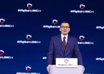 29.02.2020 Premier Mateusz Morawiecki podczas podsumowania 100 dni rządu / Kancelaria Premiera / Twitter