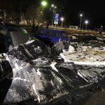 23.02.2020 Kielce. Wichura zerwała część elewacji z bloku przy ul. Chęcińskiej / Jarosław Kubalski / Radio Kielce