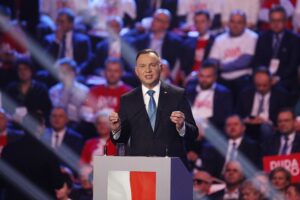 15.02.2020. Warszawa. Konwencja PiS - inauguracja kampanii wyborczej prezydenta Andrzeja Dudy. Na zdjęciu: Andrzej Duda, prezydent RP ubiegający się o reelekcję / Jarosław Kubalski / Radio Kielce