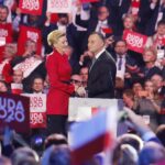 15.02.2020. Warszawa. Konwencja PiS - inauguracja kampanii wyborczej prezydenta Andrzeja Dudy. Na zdjęciu: Andrzej Duda, prezydent RP ubiegający się o reelekcję wraz z małżonką Agatą Kornhauser-Dudą / Jarosław Kubalski / Radio Kielce