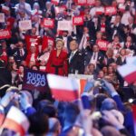 15.02.2020. Warszawa. Konwencja PiS - inauguracja kampanii wyborczej prezydenta Andrzeja Dudy. Na zdjęciu: Andrzej Duda, prezydent RP ubiegający się o reelekcję wraz z małżonką Agatą Kornhauser-Dudą / Jarosław Kubalski / Radio Kielce