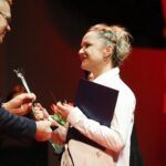 17.02.2020 Kielce. KCK. Nagrody Miasta Kielce. Gala. Prezydent Bogdan Wenta i Ewelina Gronowska / Jarosław Kubalski / Radio Kielce