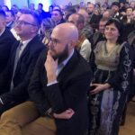 29.02.2020 Sandomierz. Gala wręczenia Orderu Rzeki Wisły. Na zdjęciu (od lewej): marszałek Andrzej Bętkowski, burmistrz Marcin Marzec, Marcin Piwnik - starosta sandomierski i Dominik Płaza - dyrektor Muzeum Okręgowego w Sandomierzu / Grażyna Szlęzak-Wójcik / Radio Kielce