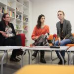 12.02.2020. Kielce. Instytut Dizajnu. Konferencja prasowa. Na zdjęciu (od lewej): Ewa Chabielska - dyrektor Wzgórza Zamkowego, Wiktoria Podolec - stowarzyszenie NÓW Nowe Rzemiosło, Joanna Kurkiewicz - Instytut Dizajnu / Wiktor Taszłow / Radio Kielce