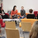 12.02.2020. Kielce. Instytut Dizajnu. Konferencja prasowa. Na zdjęciu (od lewej): Ewa Chabielska - dyrektor Wzgórza Zamkowego, Wiktoria Podolec - stowarzyszenie NÓW Nowe Rzemiosło, Joanna Kurkiewicz - Instytut Dizajnu / Wiktor Taszłow / Radio Kielce