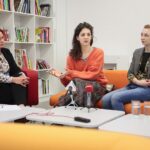 12.02.2020. Kielce. Instytut Dizajnu. Konferencja prasowa. Na zdjęciu (od lewej): Ewa Chabielska - dyrektor Wzgórza Zamkowego, Wiktoria Podolec - stowarzyszenie NÓW Nowe Rzemiosło, Joanna Kurkiewicz - Instytut Dizajnu / Wiktor Taszłow / Radio Kielce