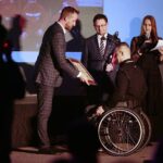 27.02.2020. Bilcza. III Gala Sportu Miasta i Gminy Morawica. Wyróżnienie Burmistrza Gminy i Miasta Morawica. Na zdjęciu (od lewej): Łukasz Korus, Marcin Dziewięcki - zastępca burmistrza Morawicy i Wojciech Piotrowski - Start Kielce / Wiktor Taszłow / Radio Kielce