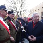 01.03.2020. Włoszczowa. Odsłonięcie tablicy pamiątkowej poświęconej mieszkańcom poległym w walkach o niepodległość oraz pomordowanym i więzionym w okresie stalinowskiego terroru w latach 1945-1956. Na zdjęciu (z prawej): poseł Krzysztof Lipiec, lider świętokrzyskich struktur PiS / Ewa Pociejowska-Gawęda / Radio Kielce