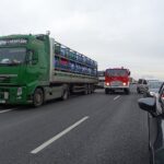 06.03.2020. Podchojny. Pożar ciężarówki na trasie S7 / Ewa Pociejowska-Gawęda / Radio Kielce