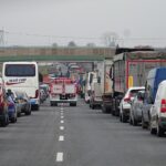 06.03.2020. Podchojny. Pożar ciężarówki na trasie S7 / Ewa Pociejowska-Gawęda / Radio Kielce