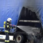 06.03.2020. Podchojny. Pożar ciężarówki na trasie S7 / Ewa Pociejowska-Gawęda / Radio Kielce