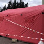 13.03.2020 Sandomierz. Namiot pneumatyczny przy szpitalu / Grażyna Szlęzak-Wójcik / Radio Kielce