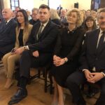 07.03.2020. Sandomierz. Gala Sandomierzanin 2019 roku. Na zdjęciu (od prawej): Wojciech Czerwiec - przewodniczący Rady Miasta Sandomierz, Aneta Przyłucka - sekretarz miasta, Marcin Marzec – burmistrz Sandomierza, Anna Szewczyk – pracownik starostwa powiatowego, Tomasz Huk - przewodniczący Rady Powiatu Sandomierskiego / Grażyna Szlęzak-Wójcik / Radio Kielce